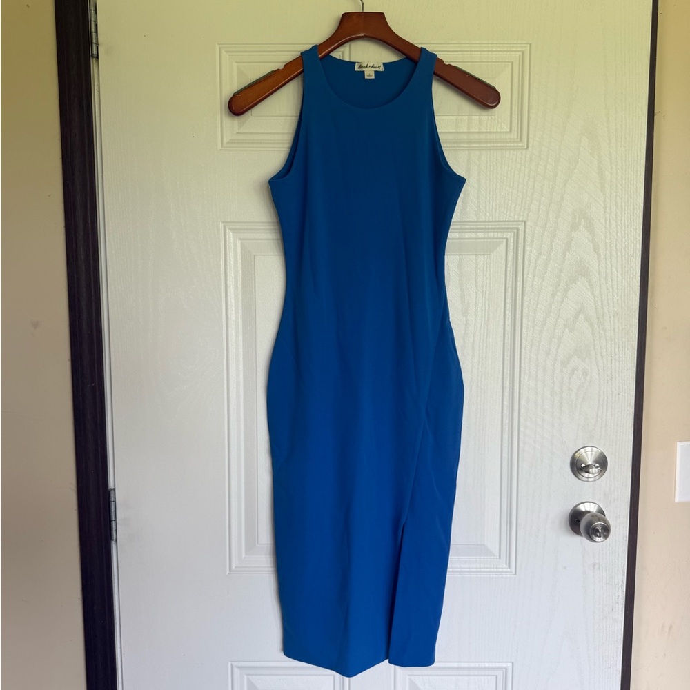 2 for $10 sale: Derek Heart aqua blue bodycon midi dress.  side slit - S